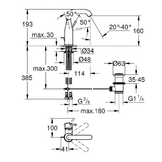 GROHE Essence Tek Kumandalı Lavabo Bataryası M Boyut Bakır - 2