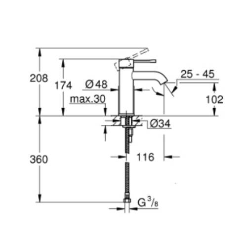 GROHE Essence Tek Kumandalı Lavabo Bataryası S Boyut - 2
