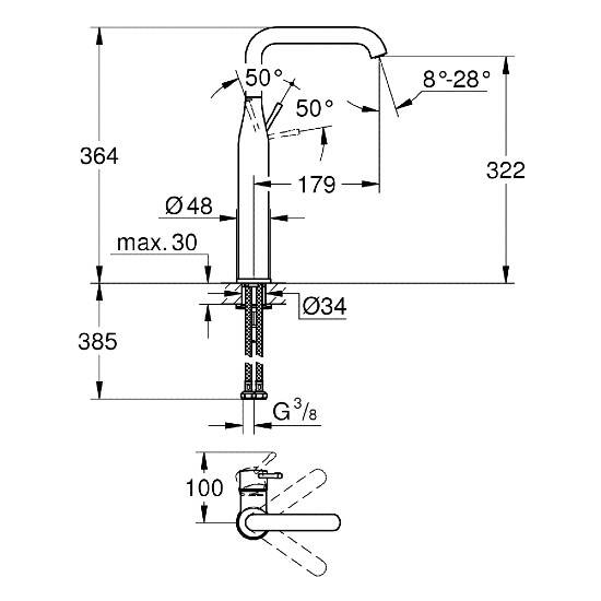 GROHE Essence Tek Kumandalı Lavabo Bataryası XL-Boyut Bakır - 2