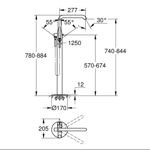 GROHE Essence Yerden Küvet Bataryası Bakır - 2