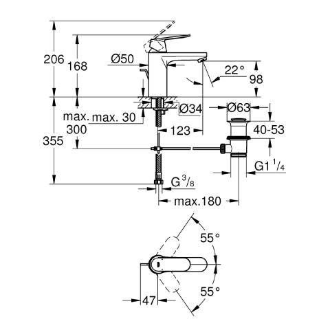 GROHE Eurocosmo Tek Kumandalı Lavabo Bataryası M-Boyut - 3