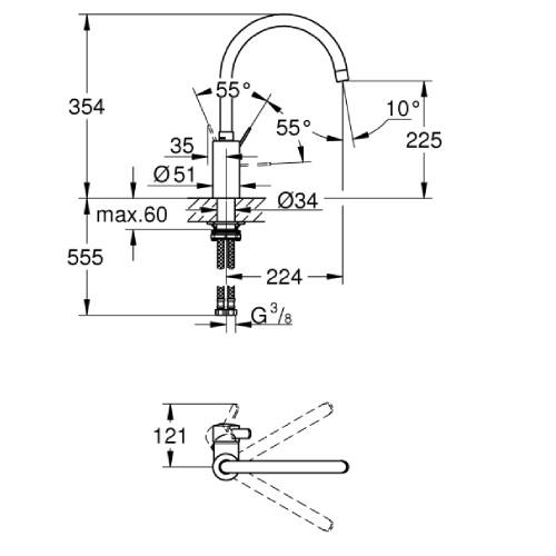 GROHE Eurocosmo Tek Kumandalı Mutfak Bataryası - 4