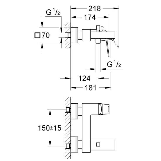 GROHE Eurocube Tek Kumandalı Banyo Bataryası - 2