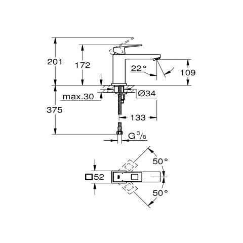 GROHE Eurocube Tek Kumandalı Lavabo Bataryası - 2