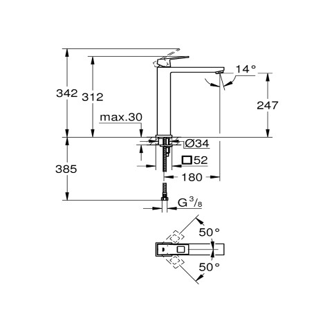 GROHE Eurocube Tek Kumandalı Lavabo Bataryası XL-Boyut - 3
