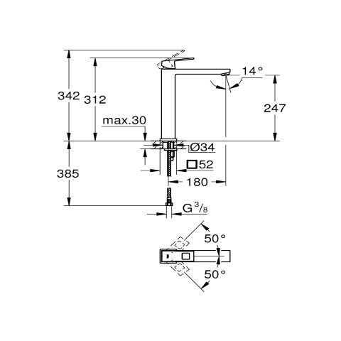 GROHE Eurocube Tek Kumandalı Lavabo Bataryası XL-Boyut - 3