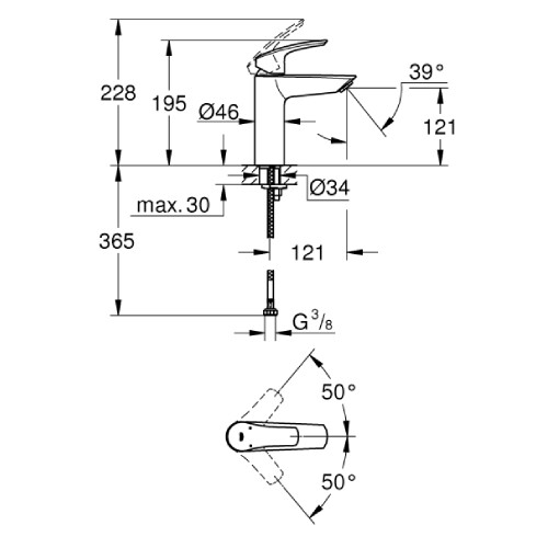 GROHE Eurosmart Lavabo Bataryası M Boyut - 4