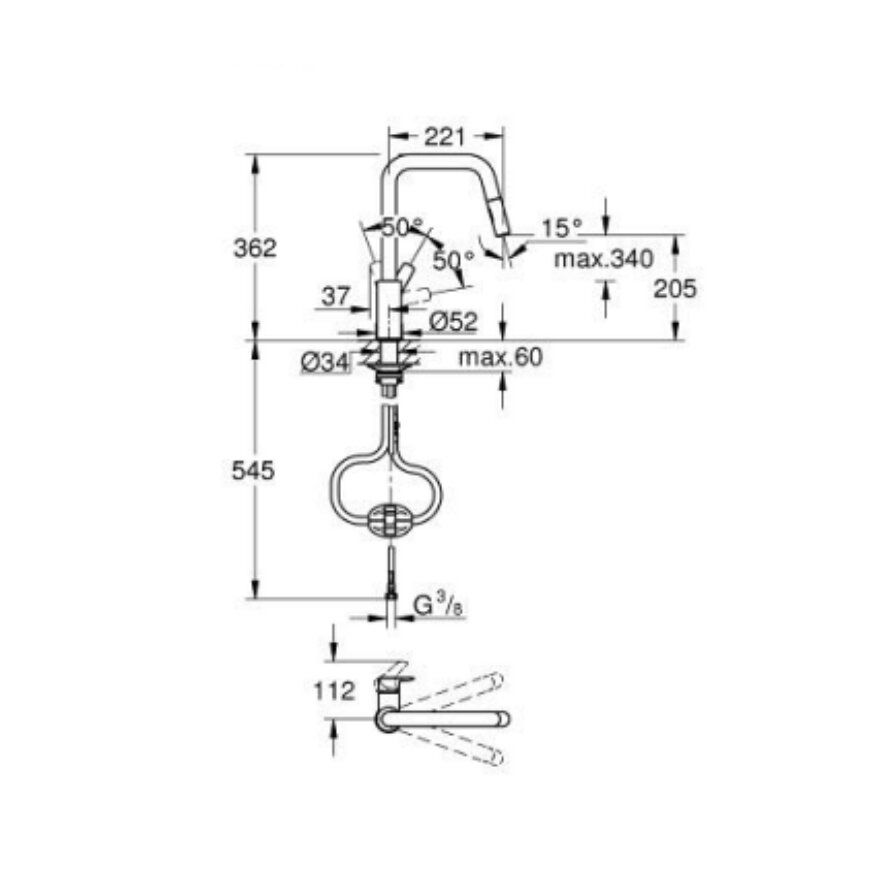 GROHE Eurosmart Spiralli Eviye Bataryası 30619000 - 3