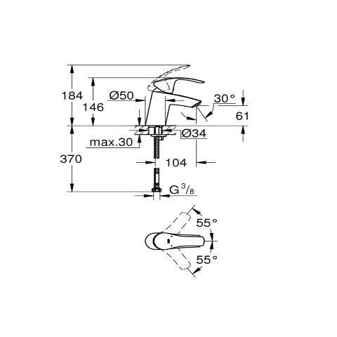 GROHE Eurosmart Tek Kumandalı Lavabo Bataryası S-Boyut - 2