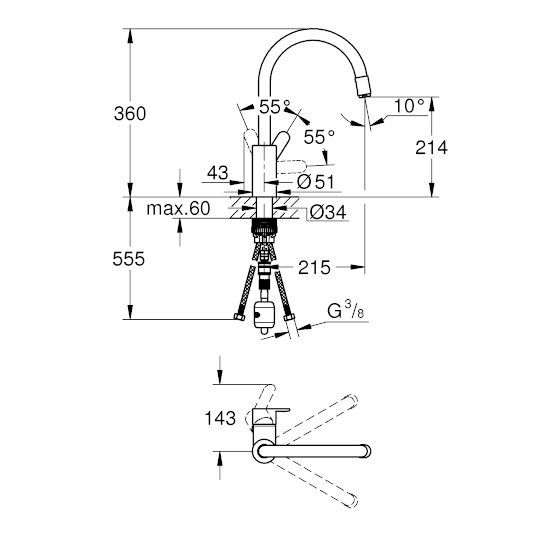 GROHE Eurostyle Cosmopolitan Tek Kumandalı Mutfak Bataryası - 4