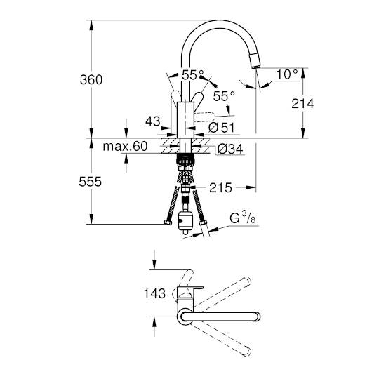 GROHE Eurostyle Cosmopolitan Tek Kumandalı Mutfak Bataryası - 4
