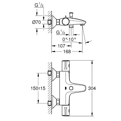 GROHE Grohtherm 800 Termostatik Banyo Bataryası - 2