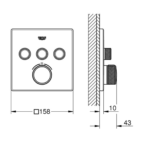 GROHE Grohtherm SmartControl Ankastre Termostatik Duş Bataryası Kare - 2