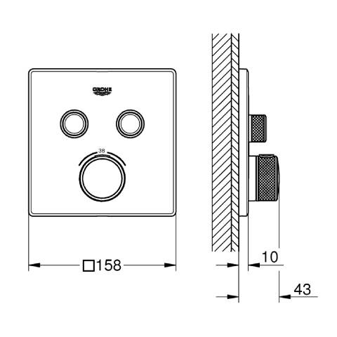 GROHE Grohtherm SmartControl Ankastre Termostatik Duş Bataryası Kare - 2