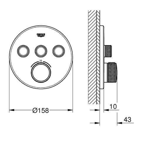 GROHE Grohtherm SmartControl Ankastre Termostatik Duş Bataryası Yuvarlak - 2
