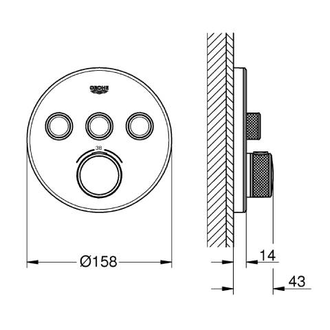 GROHE Grohtherm SmartControl Ankastre Termostatik Duş Bataryası Yuvarlak Ay Beyazı - 2