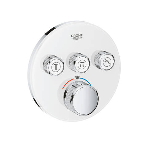 GROHE Grohtherm SmartControl Ankastre Termostatik Duş Bataryası Yuvarlak Ay Beyazı - 1