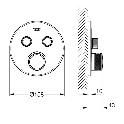GROHE Grohtherm SmartControl Ankastre Termostatik Duş Bataryası Yuvarlak - 2