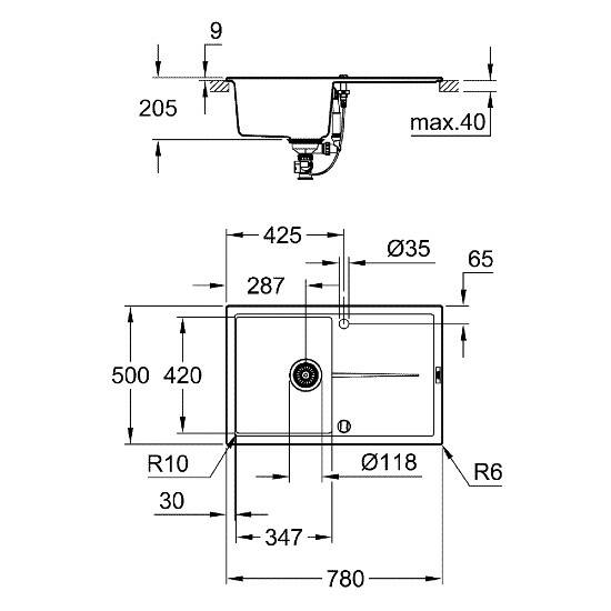 GROHE K400 Kompozit Eviye 780x500 mm - 4
