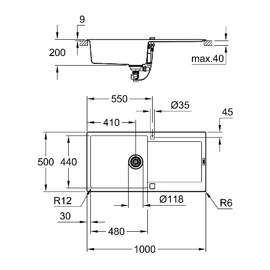 GROHE K500 Kompozit Eviye 1000x500 mm - 5