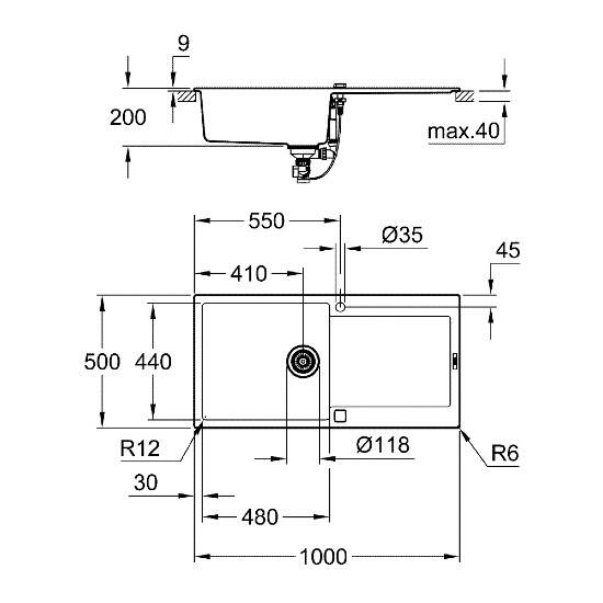GROHE K500 Kompozit Eviye 1000x500 mm - 5