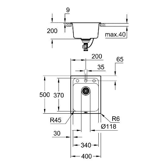 GROHE K700 Kompozit Eviye 400x500 mm - 3