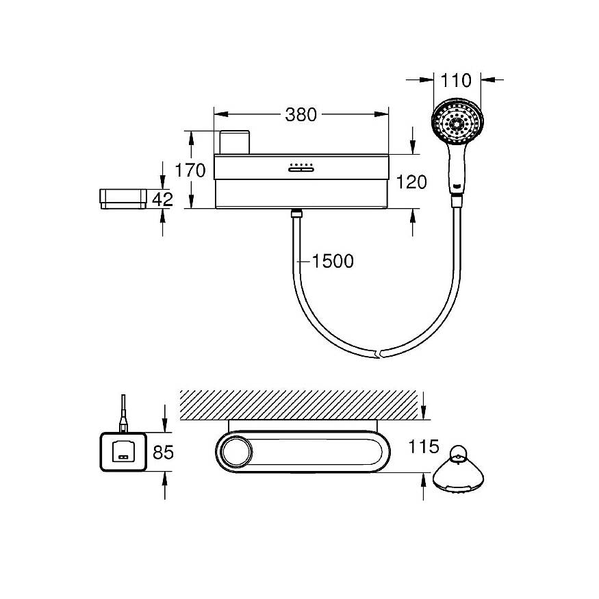 GROHE Purefoam Köpük Duş Başlangıç Seti Siyah 1033670000 - 3