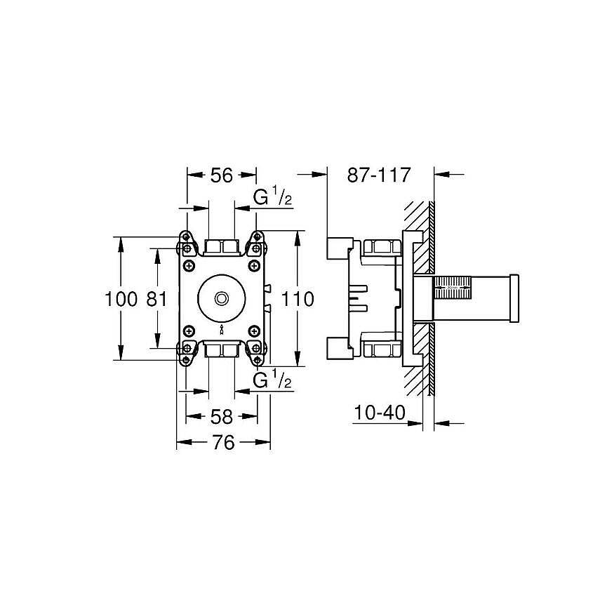 GROHE Rainshower Aqua Duş Bağlantısı için Sıva Altı Montaj Kutusu 1070620000 - 2