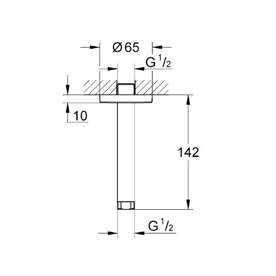 GROHE Rainshower Duş Başlığı Kolu Tavandan - 2