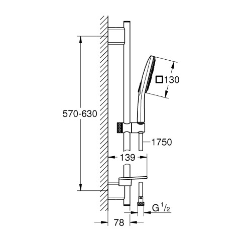 GROHE Rainshower SmartActive 130 Cube Sürgülü Duş Seti Ay Beyazı - 4