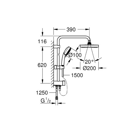 GROHE Tempesta Cosmopolitan Sistem 200 Duş Sistemi - 2