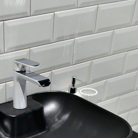KARO Metro Seramik 10x20 cm Parlak White Bevelled Duvar Karosu - 1