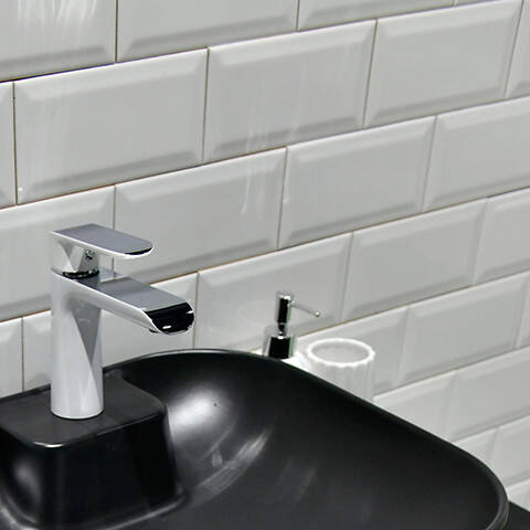 KARO Metro Seramik 10x20 cm Parlak White Bevelled Duvar Karosu - 1