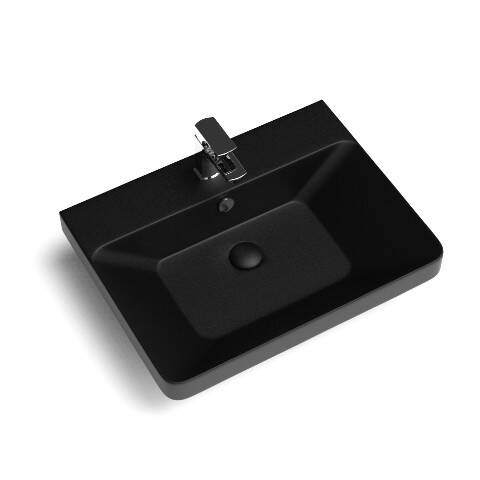 Lucco Allecra Tezgah Üstü Lavabo 55 cm Siyah - 1