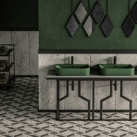 Lucco Allecra Tezgah Üstü Lavabo 55 cm Yeşil - Lucco