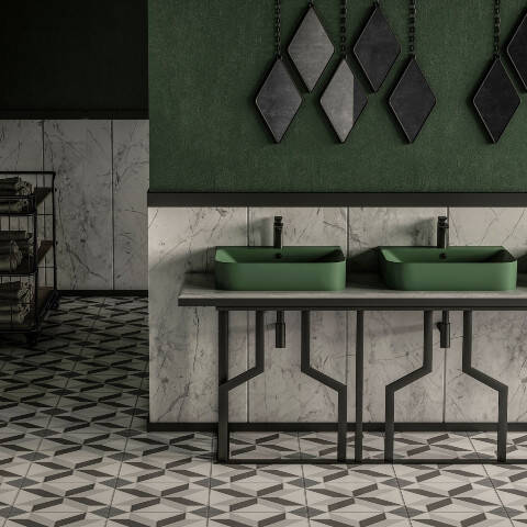 Lucco Allecra Tezgah Üstü Lavabo 55 cm Yeşil - 1