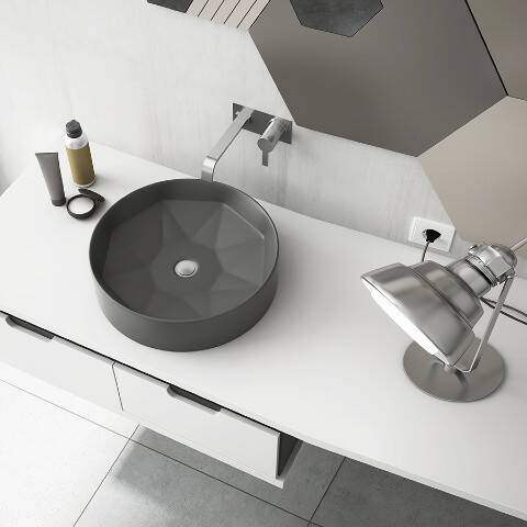 Lucco Diamente Tezgah Üstü Lavabo 42 cm Antrasit - 1