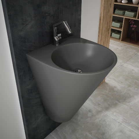 Lucco Garcia Monoblok Lavabo 48 cm Antrasit - Lucco
