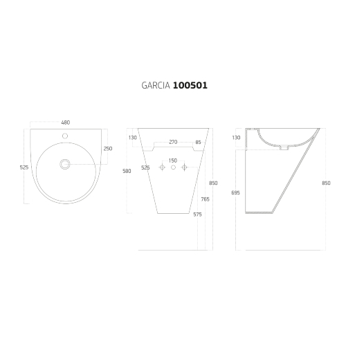 Lucco Garcia Monoblok Lavabo 48 cm Beyaz - 3