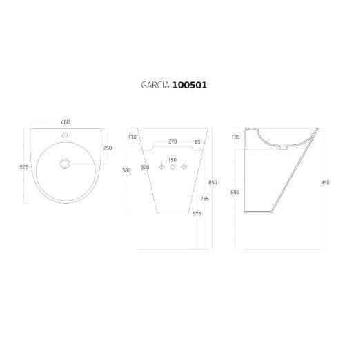 Lucco Garcia Monoblok Lavabo 48 cm Beyaz - 3