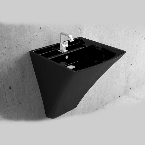 Lucco Loop Asma Monoblok Lavabo 50 cm Siyah - Lucco