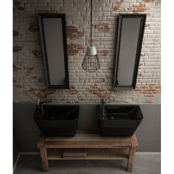 Lucco Primo Mini Monoblok Lavabo 28x50 cm Siyah - 2