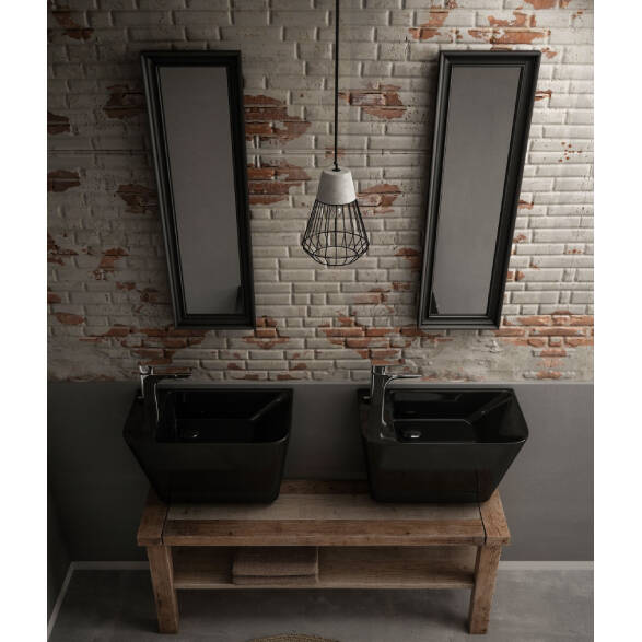 Lucco Primo Mini Monoblok Lavabo 28x50 cm Siyah - 2