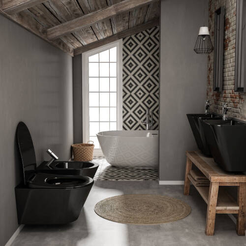 Lucco Primo Mini Monoblok Lavabo 28x50 cm Siyah - 1