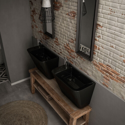 Lucco Primo Mini Monoblok Lavabo 28x50 cm Siyah - 3