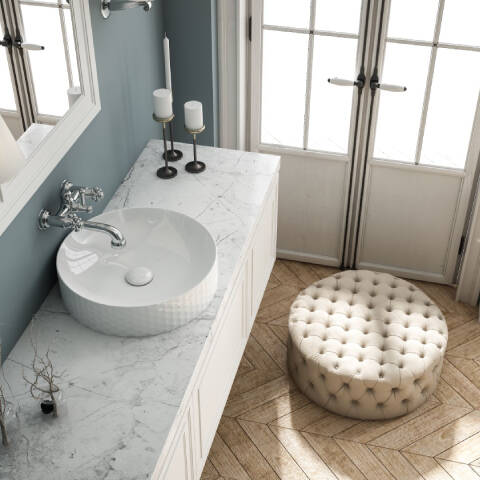 Lucco Sienna Tezgah Üstü Lavabo 44 cm Beyaz - 2
