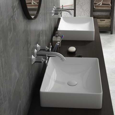 Lucco Square Tezgah Üstü Lavabo 50 cm Beyaz - 2