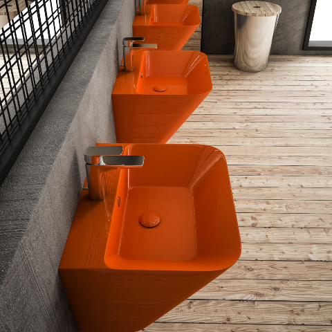 Lucco Moena Yarım Monoblok Lavabo 55 cm Turuncu - 2
