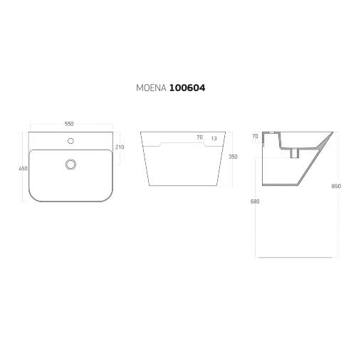 Lucco Moena Yarım Monoblok Lavabo 55 cm Turuncu - 3