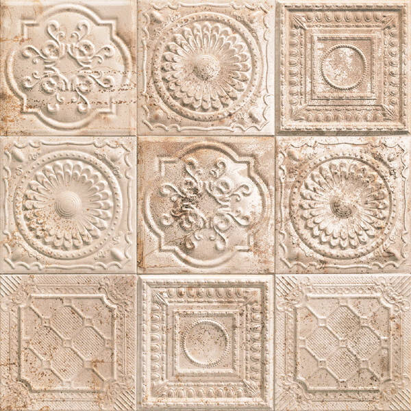 Mainzu 20x20 cm Tin Tile Rusty Cream Dekor Duvar Karosu - 1